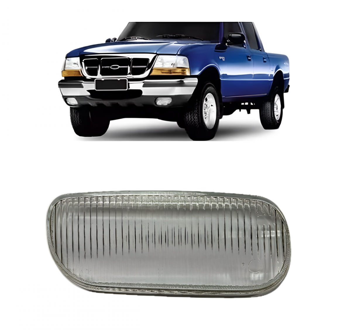 LENTE DO FAROL AUXILIAR FORD RANGER 1998 A 2004 LADO DIRETO