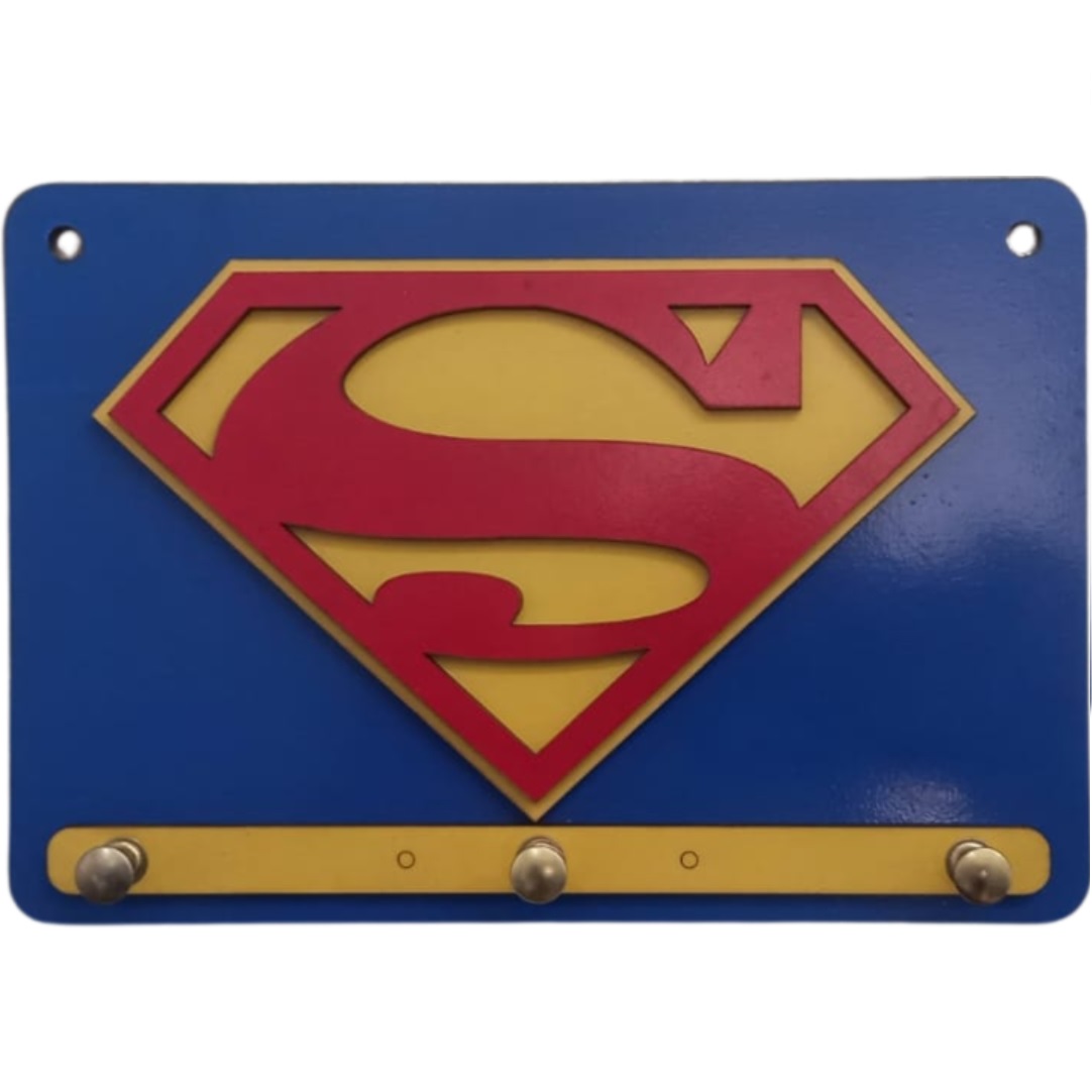 Porta Chaves de Parede Decorativo Super Homem MDF 20x13,5cm