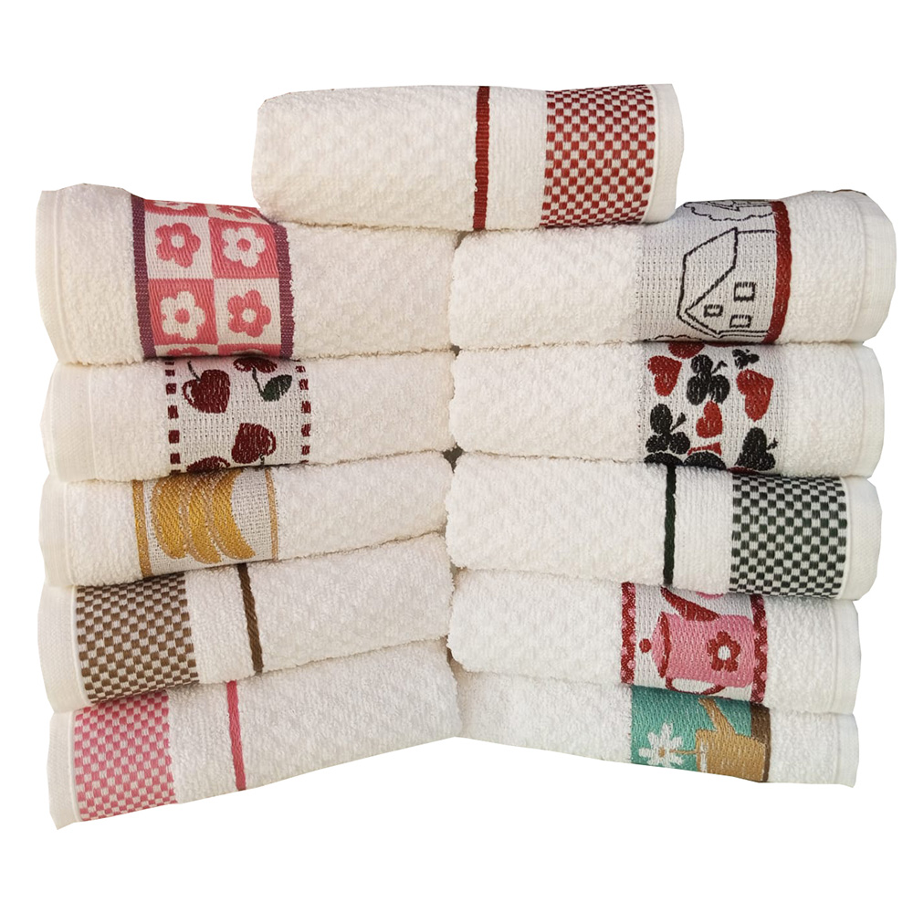 Kit Pano de Copa LmPeter Atoalhado Com Barra Decorada Jacquard 45cmx70cm(04 Unidade)Branco