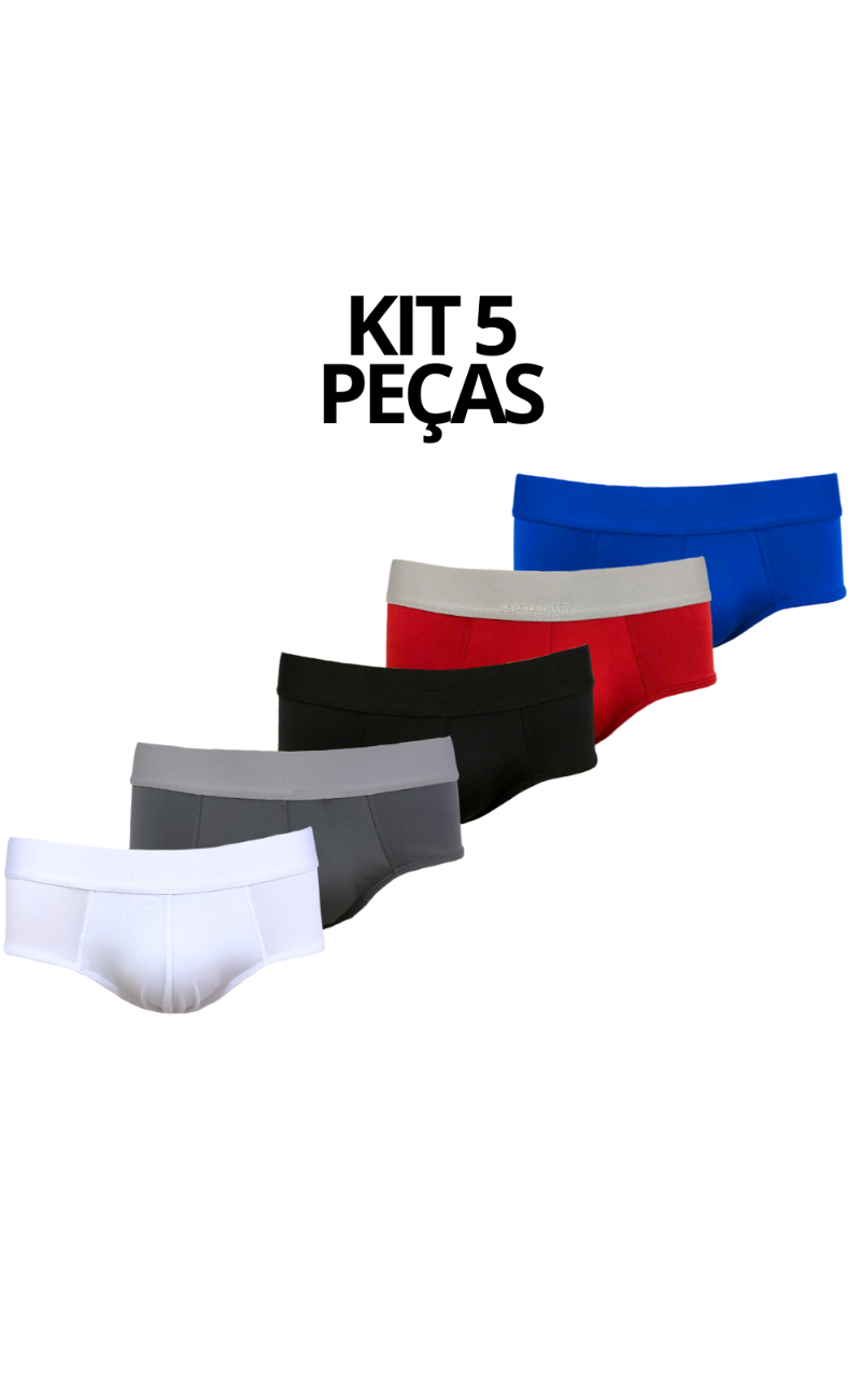 Kit 5 Cuecas Slip Microfibra Lisa