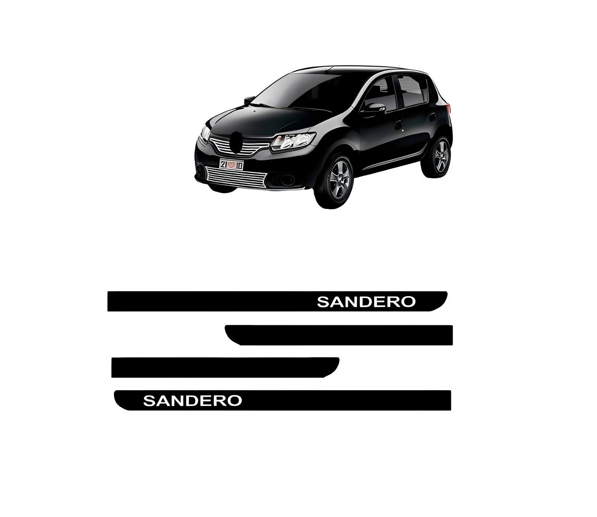 APLIQUE FRISO LATERAL SANDERO 2015 A 2022 4 PTS PRETO 