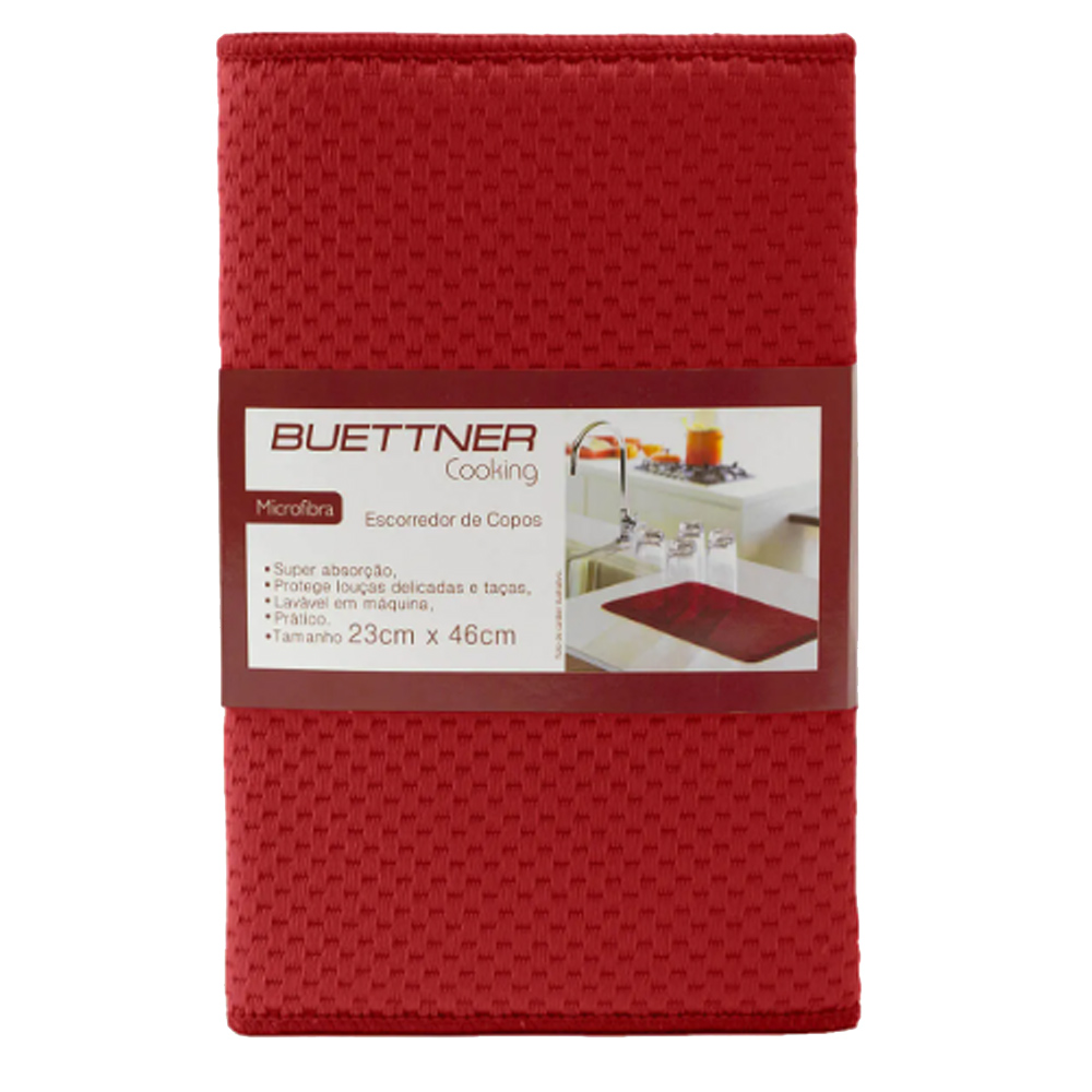 Escorredor para Copos Buettner Liso Microfibra 23cmx46cm Vermelho