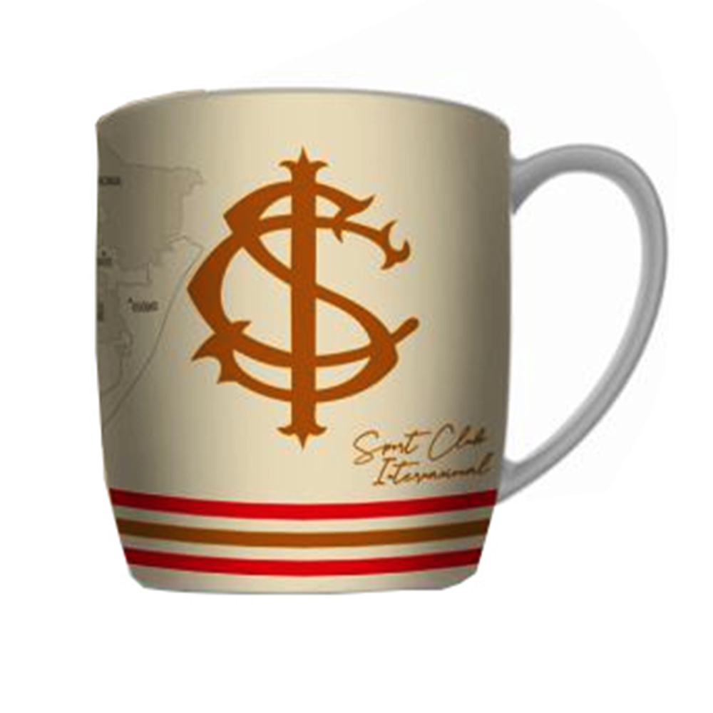 Caneca Porcelana Premium BrasFoot Internacional Mapa 300 ML Urban Licenciada Branco