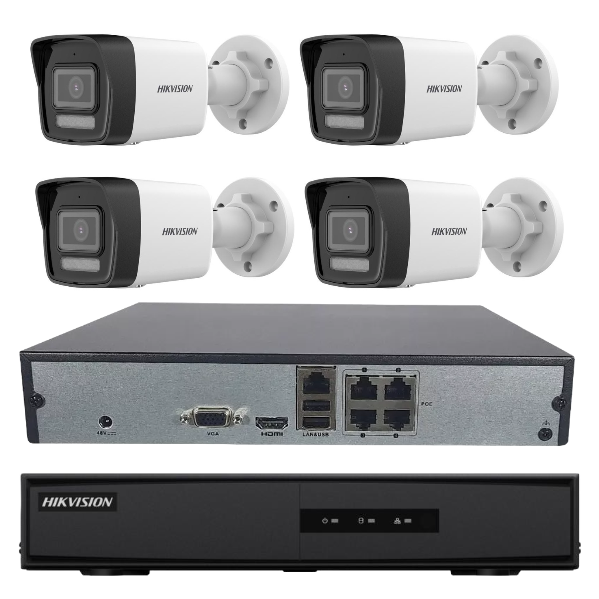 Nvr 4 Canais Hikvision Poe + 4 Câmeras Ip