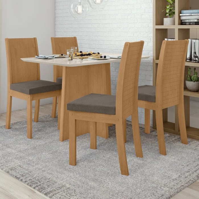 Conjunto Mesa Celebrare 120cm Tampo MDF 4 Cadeiras Athenas - Lopas