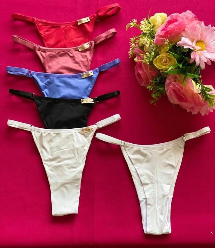 CALCINHA TANGA LUNA, FIO DUPLO LYCRA COM REGULAGEM TAM. UNICO CORES VARIADAS