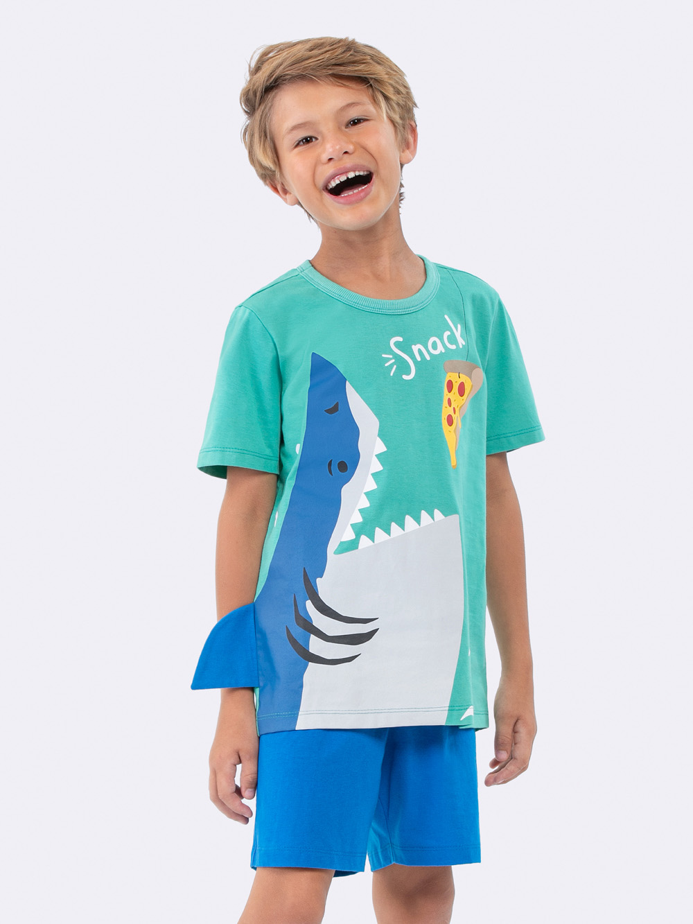 PIJAMA MASCULINO MANGA CURTA E BERMUDA TUBARÃO - VEGGI