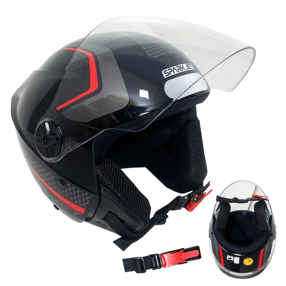 CAPACETE SPARK JET SPEED PRETO/VERMELHO 56