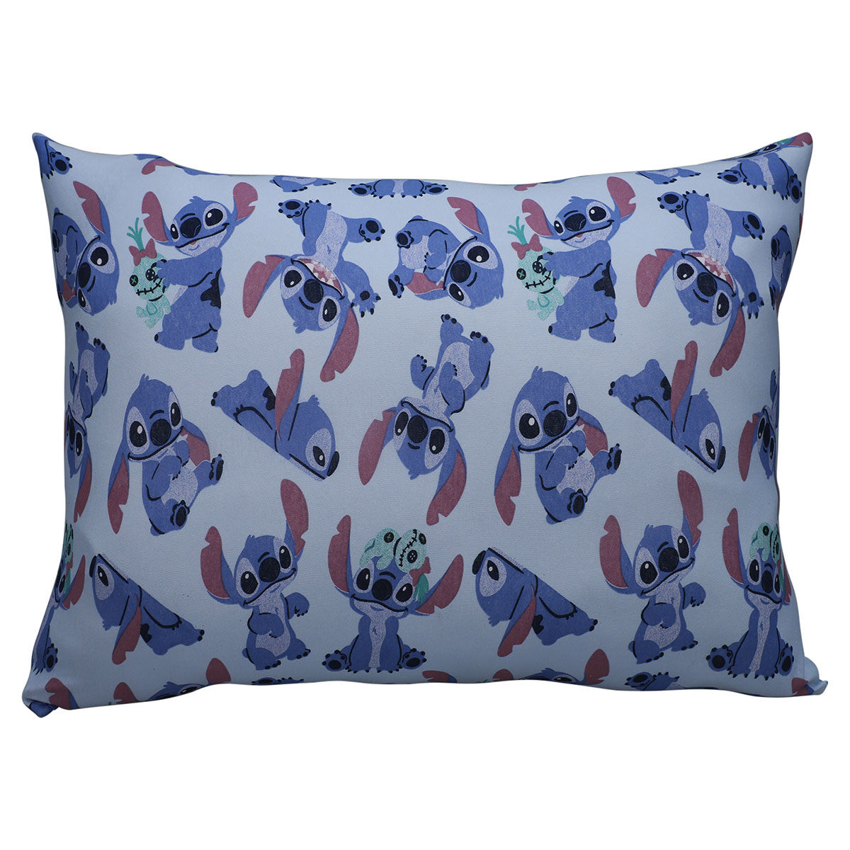 Fronha Portallar Malha Disney Estampada Stitch e Xepa 48cm x 68cm Azul