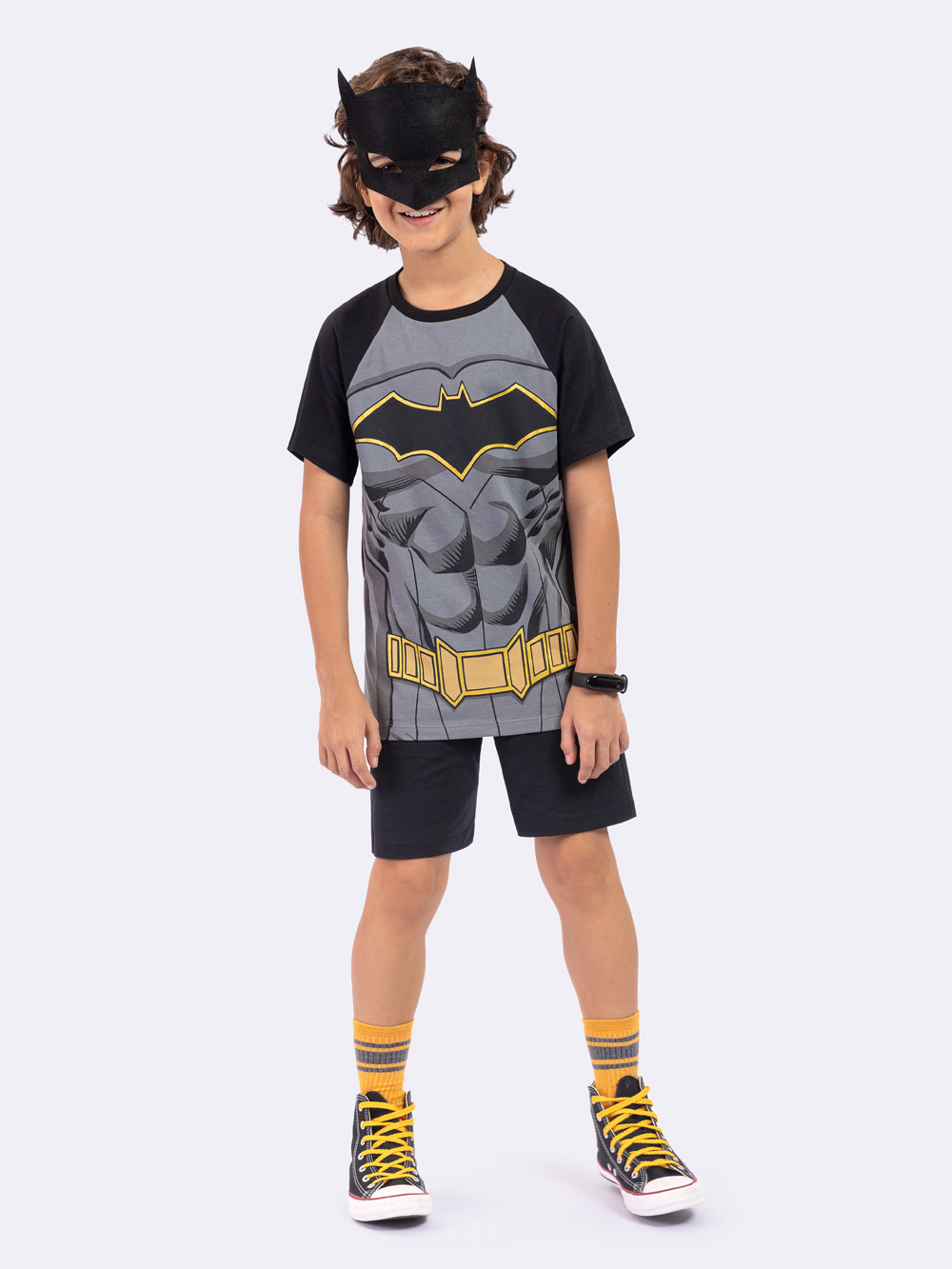 PIJAMA MASCULINO INFANTIL CURTO BATMAN COM MÁSCARA - VEGGI