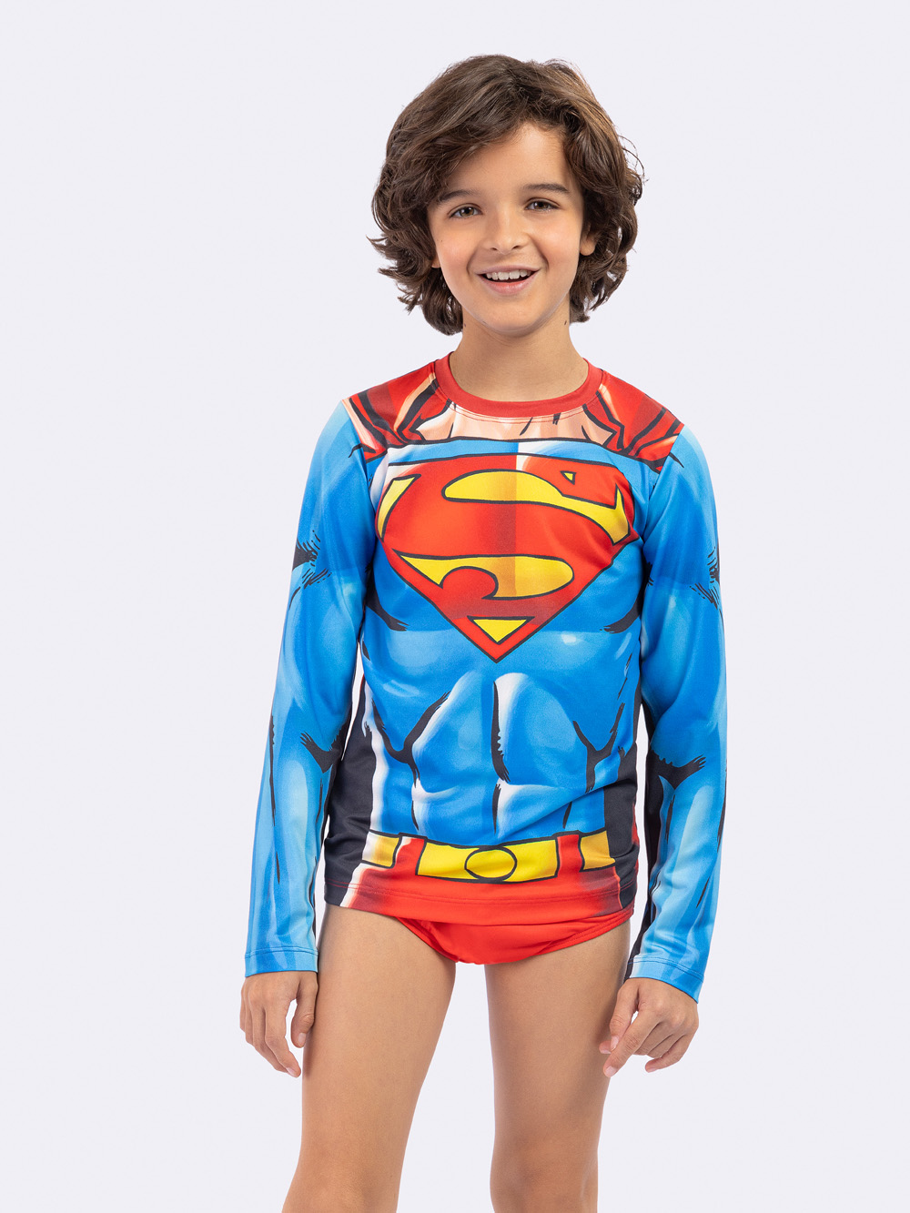 BLUSA MASCULINA INFANTIL PROTEÇÃO UV 50+ SUPER HOMEM - VEGGI