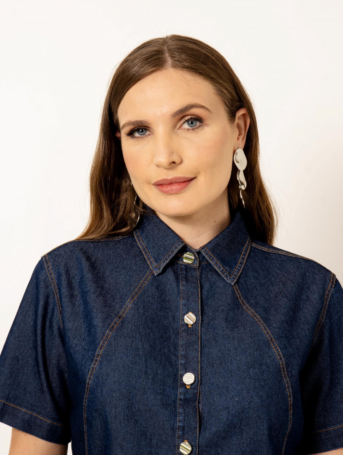 Camisa Denim Abotoamento Frontal 