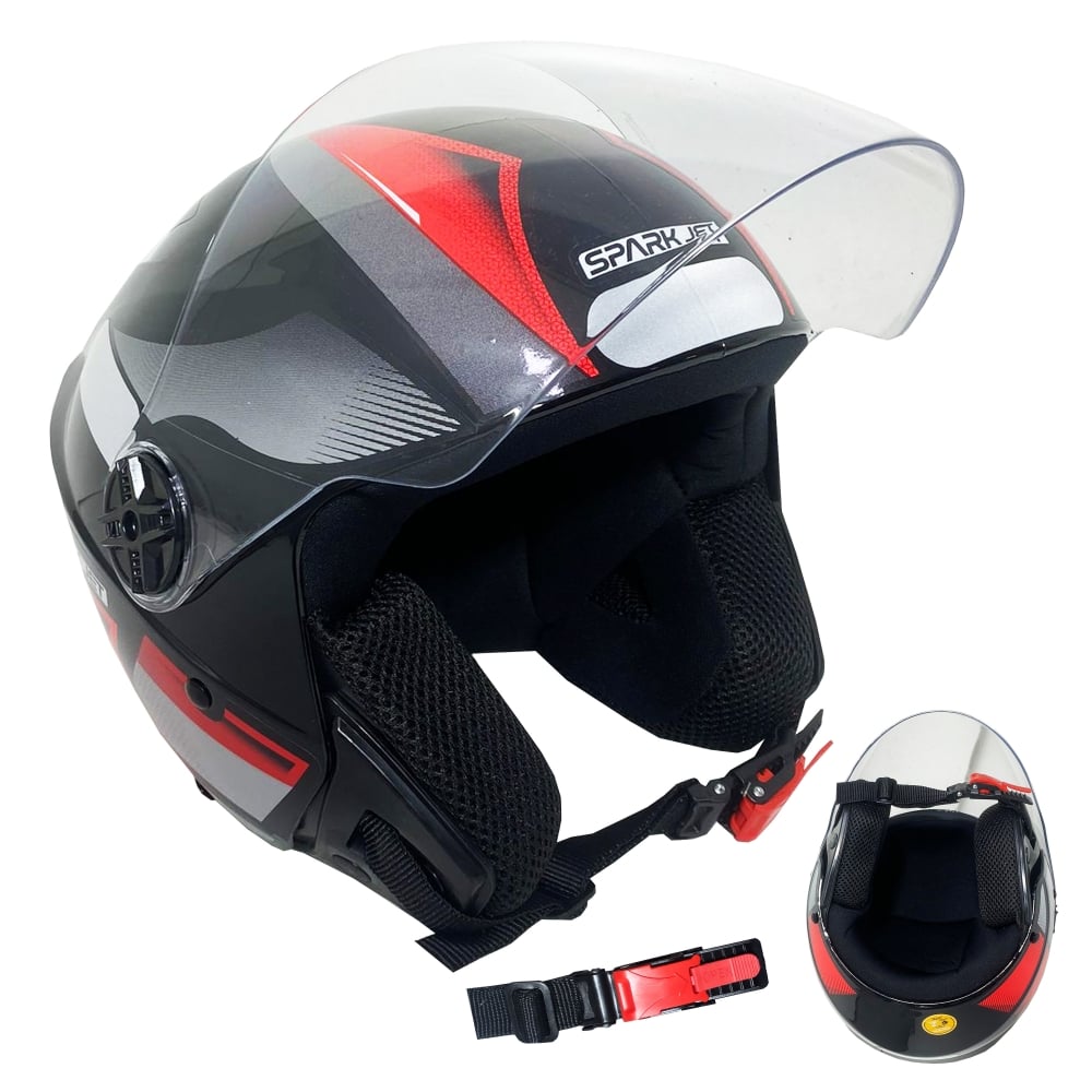 CAPACETE SPARK JET SQUARE PRETO/VERMELHO 60