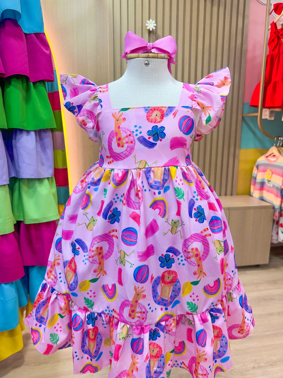 Vestido Rosa Animais