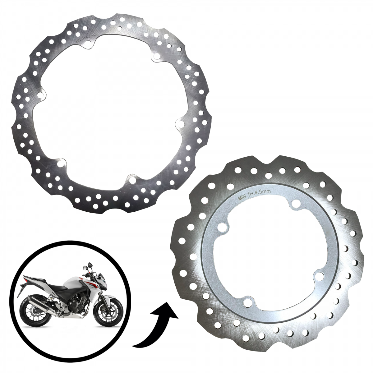 Kit Disco de Freio Traseira e Dianteira Honda Cb 500 2014 Até 2022 Modelo Original