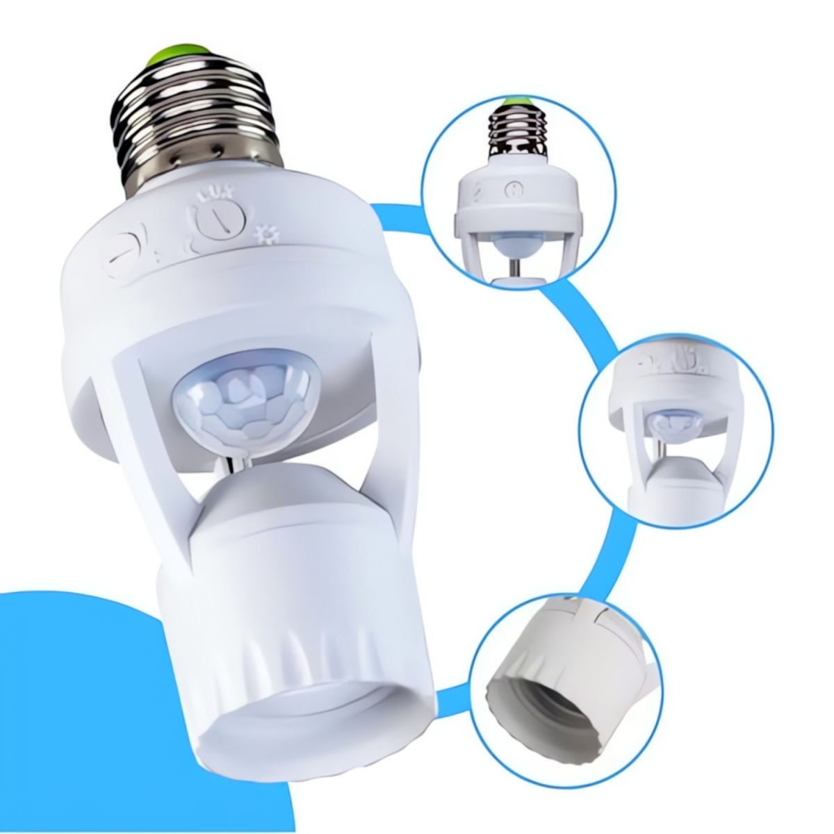 Sensor de Movimento / Presença Lâmpada E27 - Acionamento Automático 360° - Economize Energia
