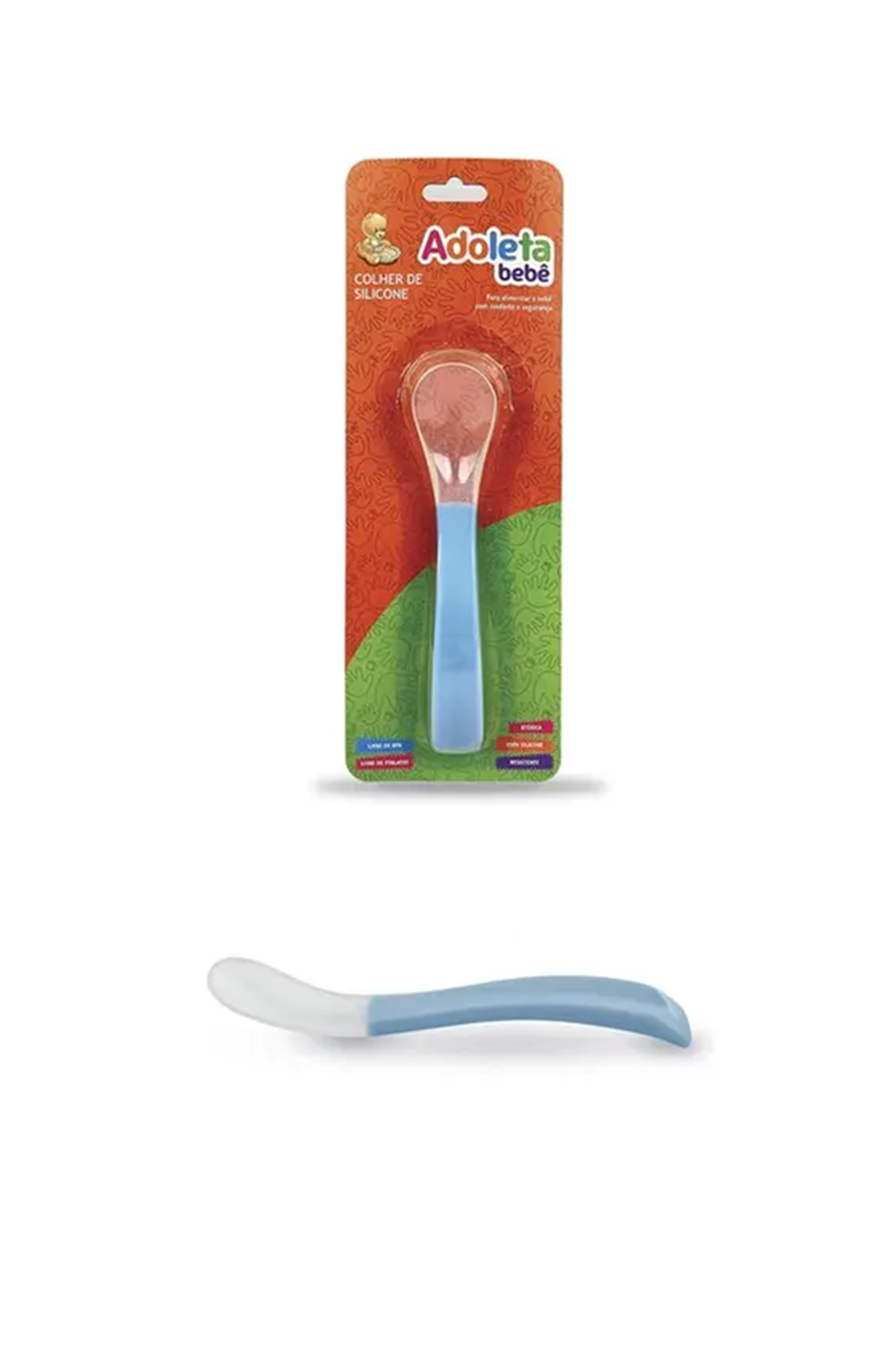 COLHER DE SILICONE AZUL BEBE