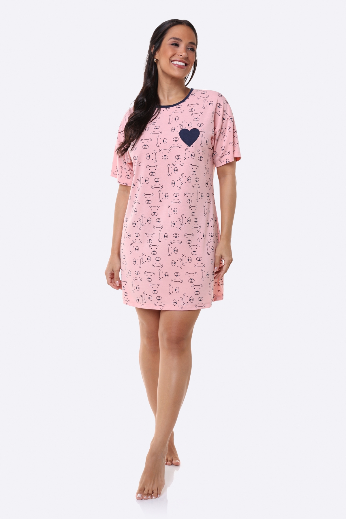 CAMISOLA FEMININA MANGA CURTA URSO ROSÊ - BOCEJINHO