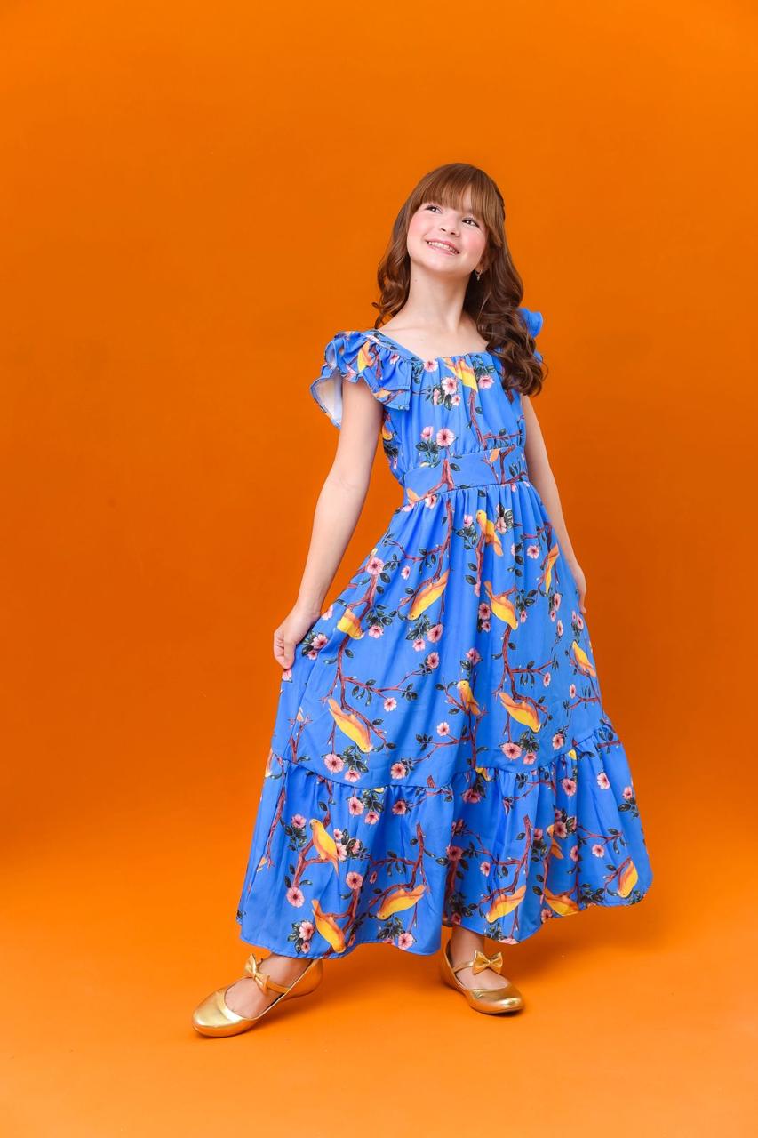 Vestido Filha Pássaros Azul