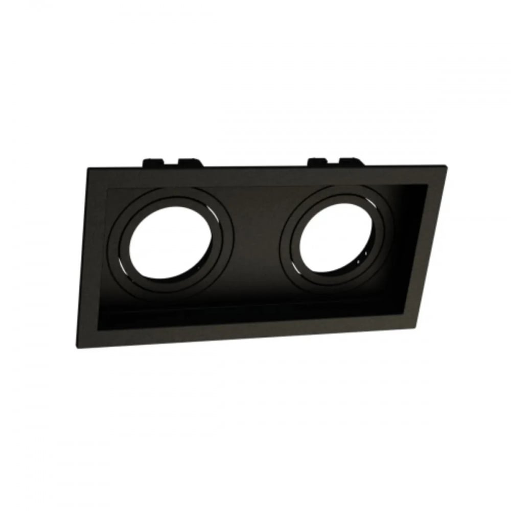 Spot Duplo Recuado de Embutir Quadrado MR16 Preto