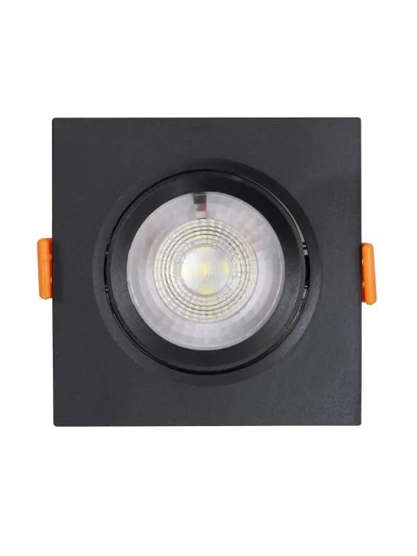 Spot de Led de Embutir Quadrado 07W 3000K Branco Quente Borda Preta