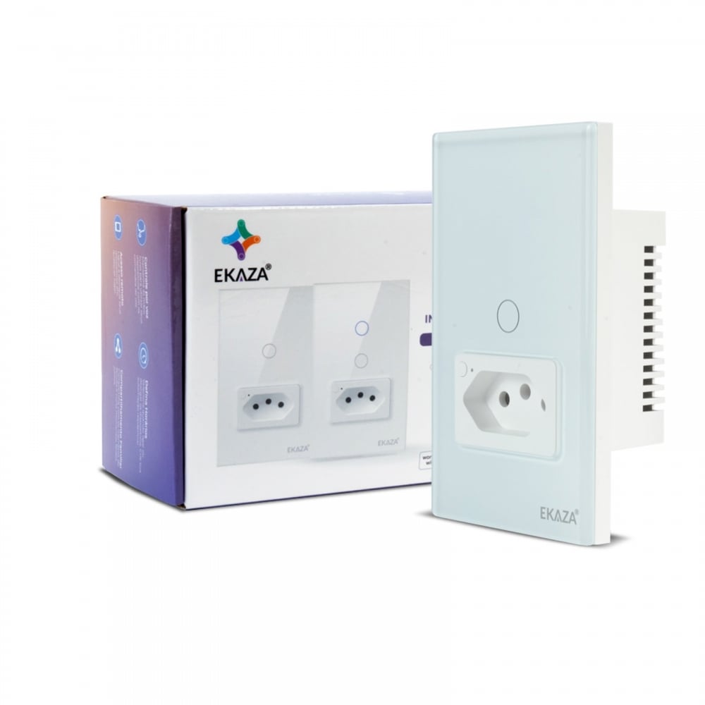 Interruptor Inteligente 4x2 de 1 Botões Branco + 1 Tomadas 20A ZIGBEE - EKAZA