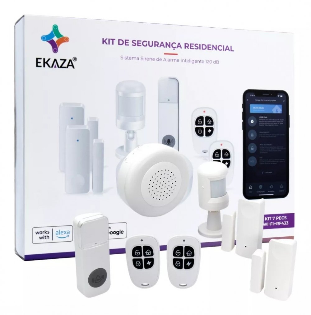 Kit Alarme Residencial Smart Segurança Inteligente Wifi - EKAZA