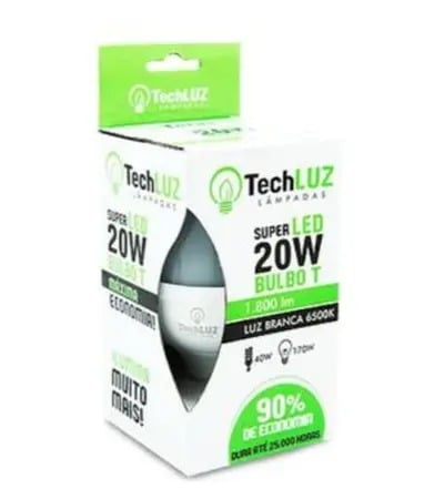 Lâmpada LED Alta Potência 20W 6500K E-27 Bivolt - TECHLUZ