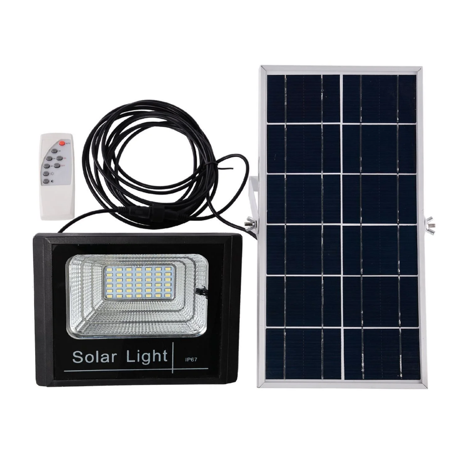 Refletor de Led 60W 6500K Com Placa Solar