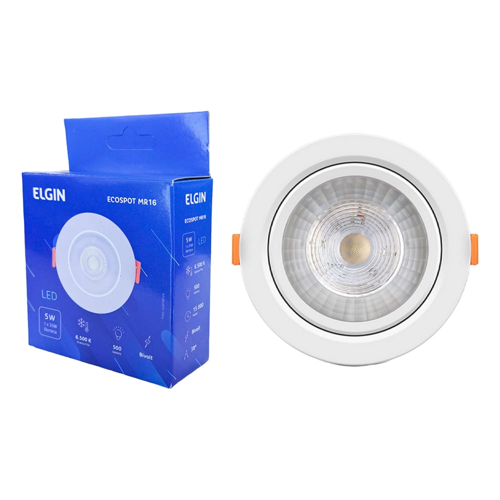 Spot de Led de Embutir Redondo 05W 6500K Luz Branca Fria - ELGIN