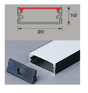 Perfil Sobrepor 20x10mm 2M Branco