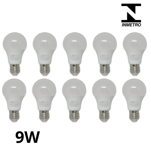 Kit com 10 Lâmpadas de Led Bulbo 9W 6500K Bivolt