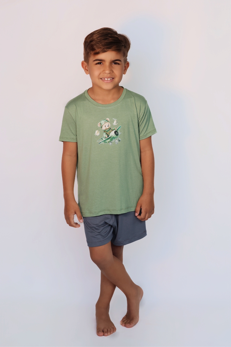 PIJAMA MASCULINO INFANTIL CURTO URSO AVIADOR - MALU