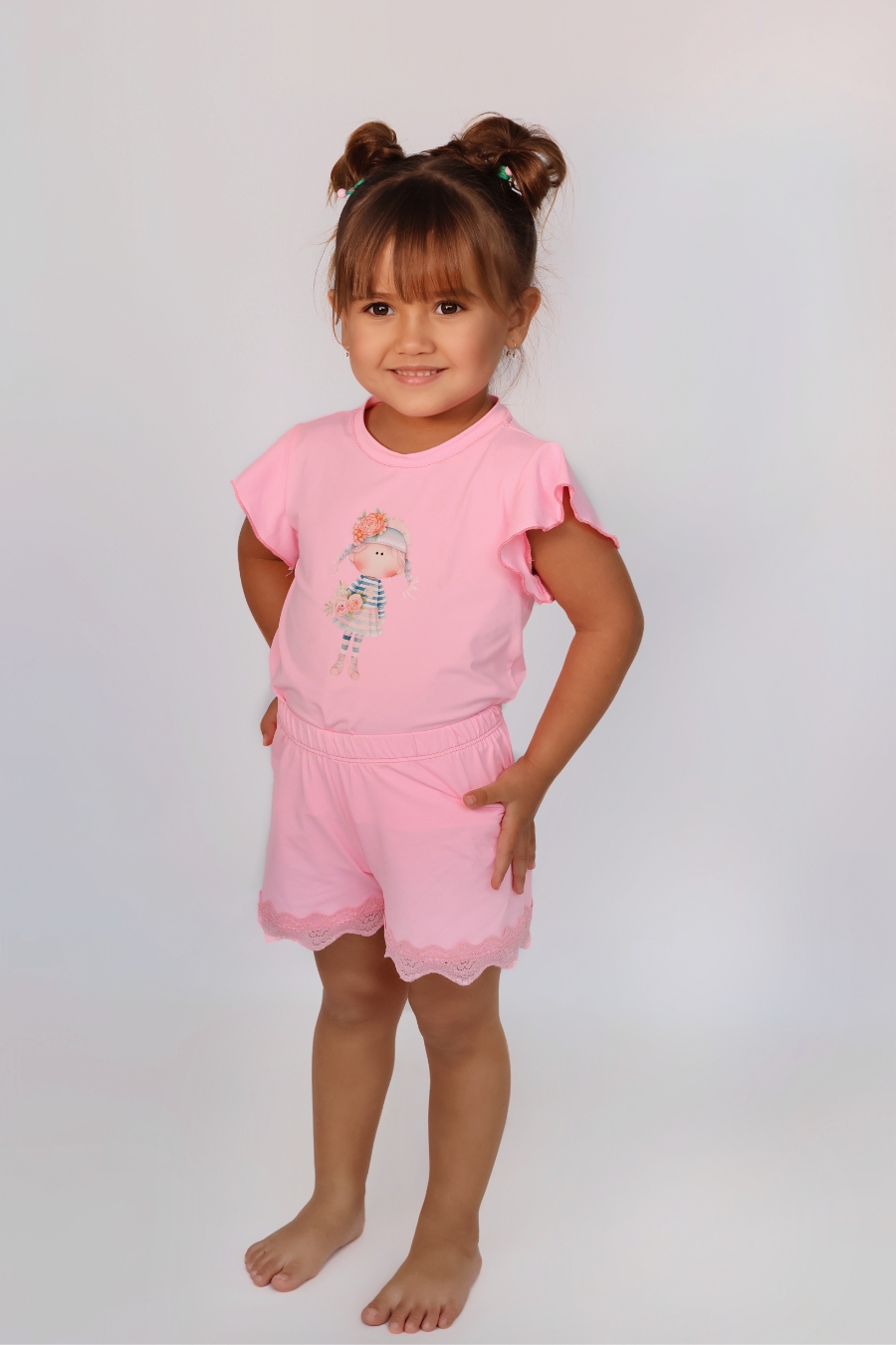 PIJAMA FEMININO INFANTIL CURTO ROSA - MALU