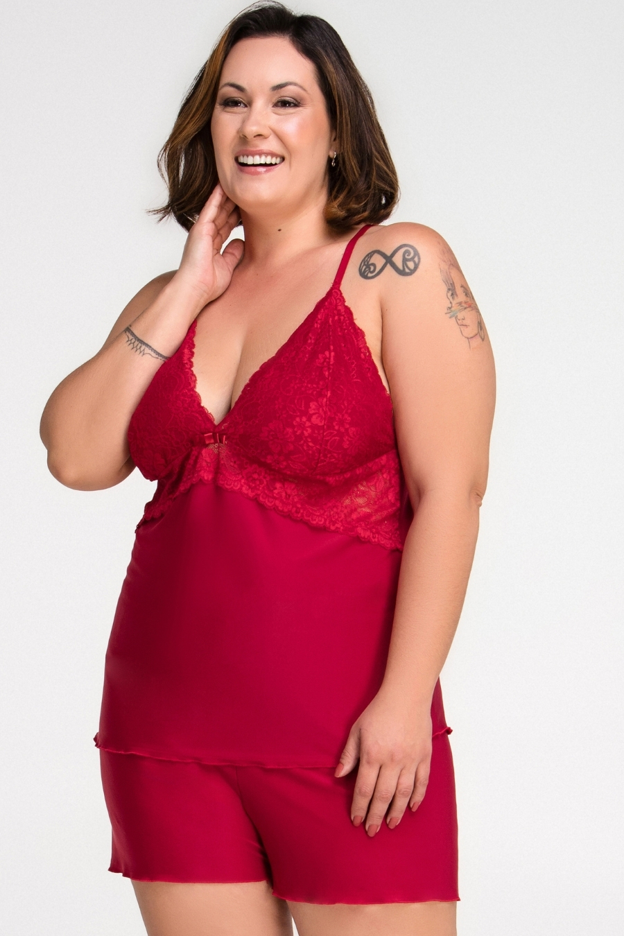 PIJAMA FEMININO LIGANETE DE ALÇA VERMELHO PLUS SIZE - ESSENCIAL