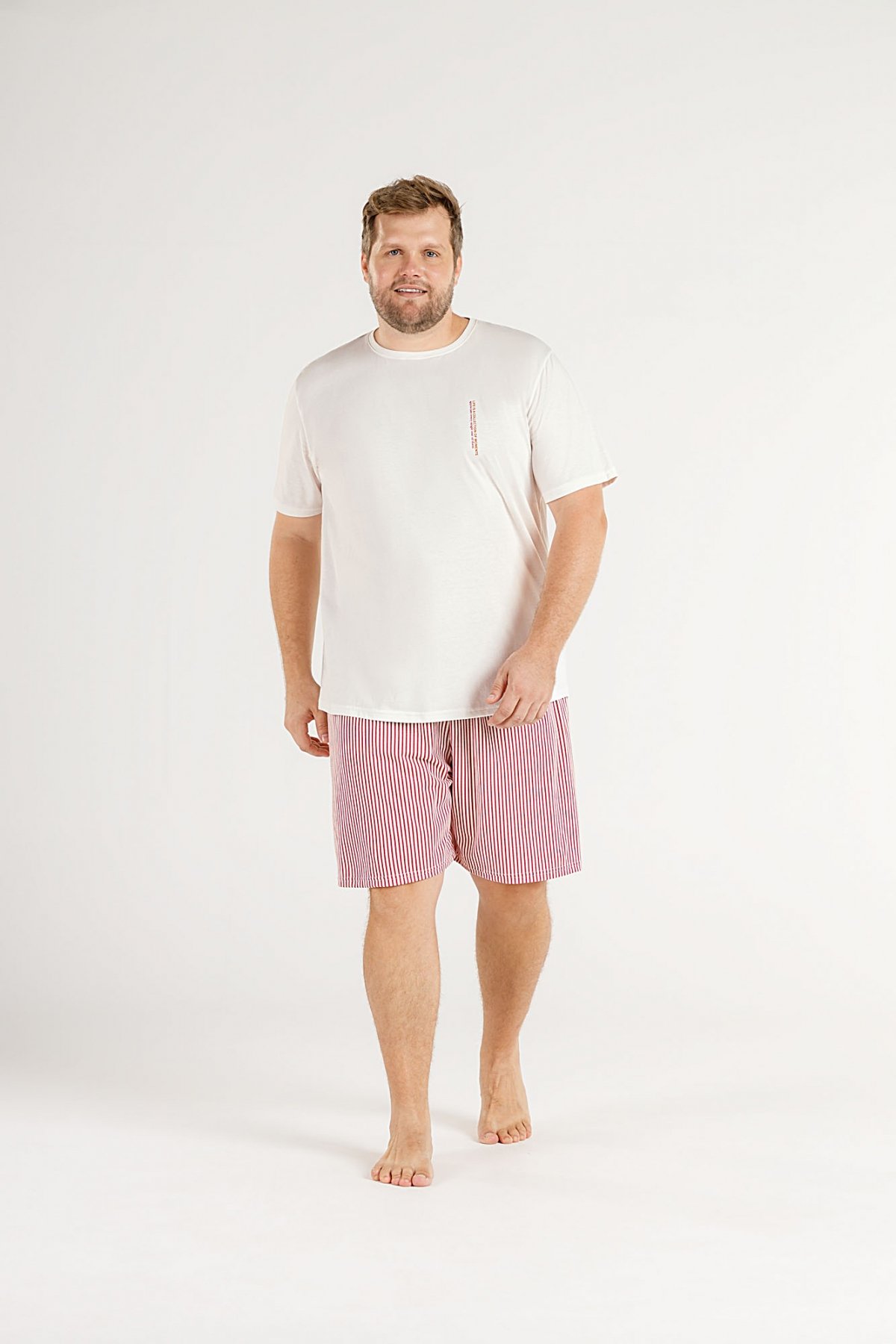 PIJAMA MASCULINO CURTO LISTRAS PLUS SIZE - COR COM AMOR