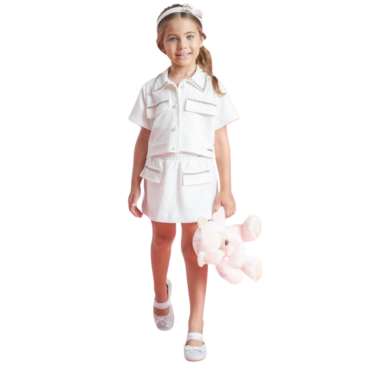 Saia Short Pituchinhus Moletinho Off White 28218