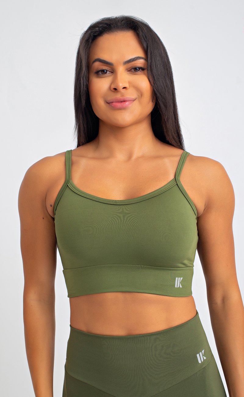 Top Fitness Alça Fina Verde - Essentials