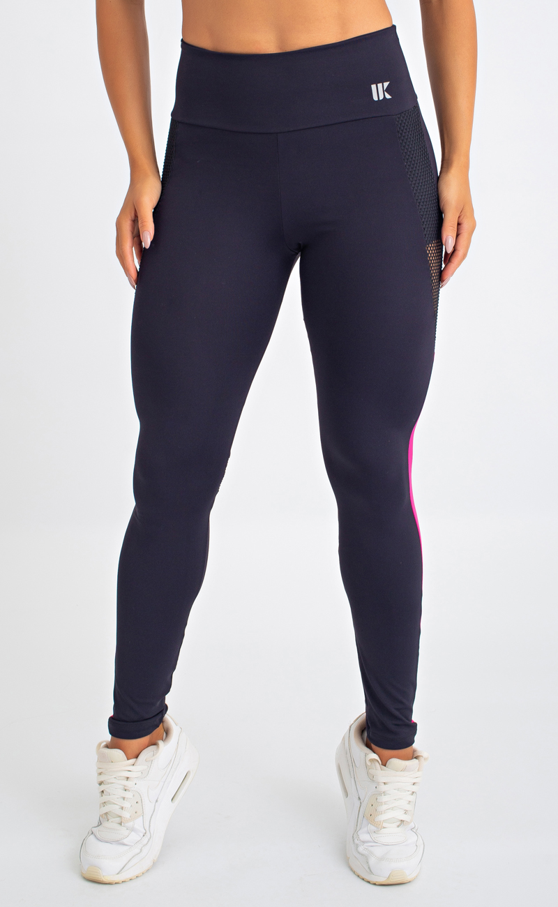 Calça Legging Detalhe Em Tela - Core