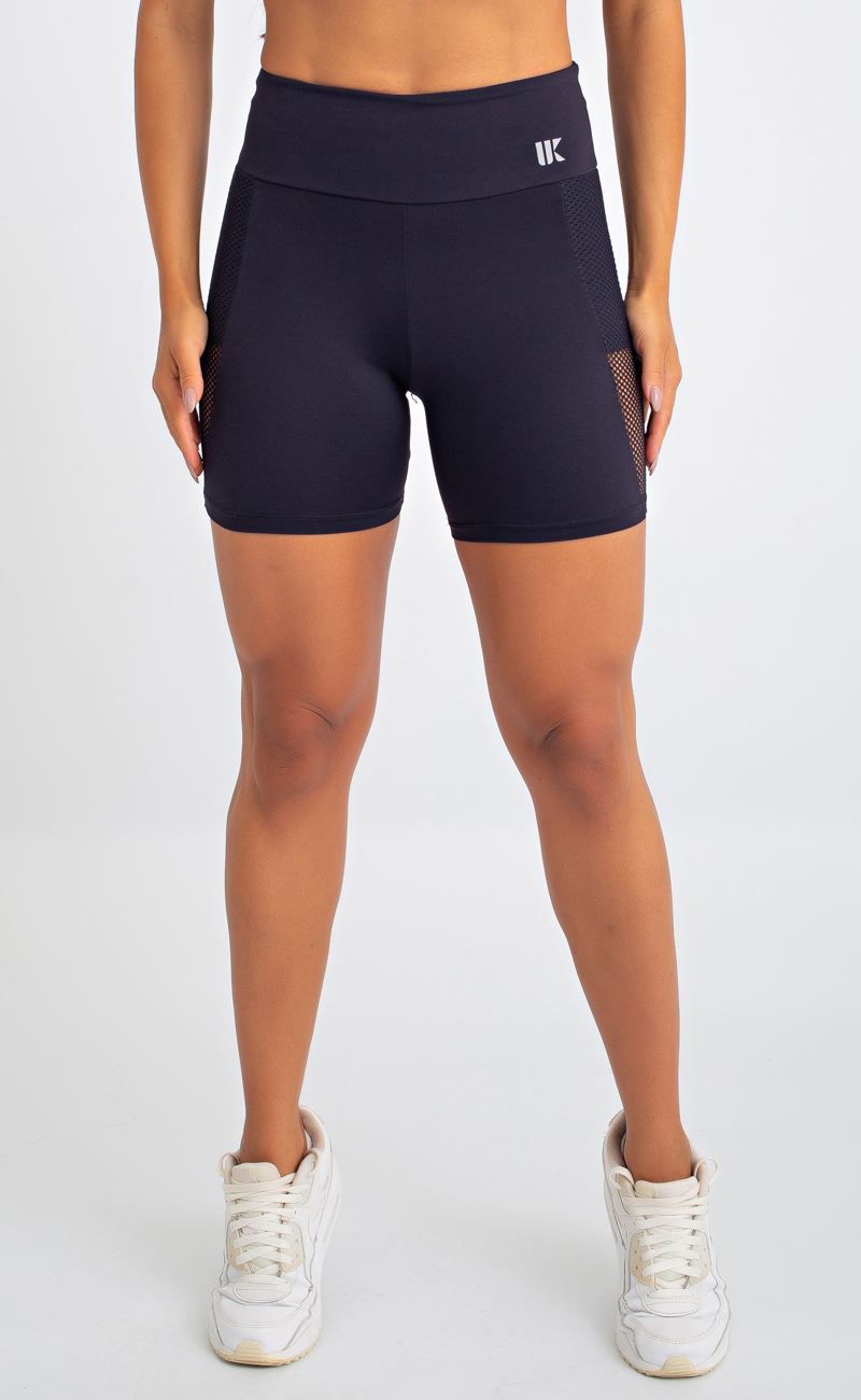 Short Fitness Com Bolso Lateral Detalhe Em Tela - Core