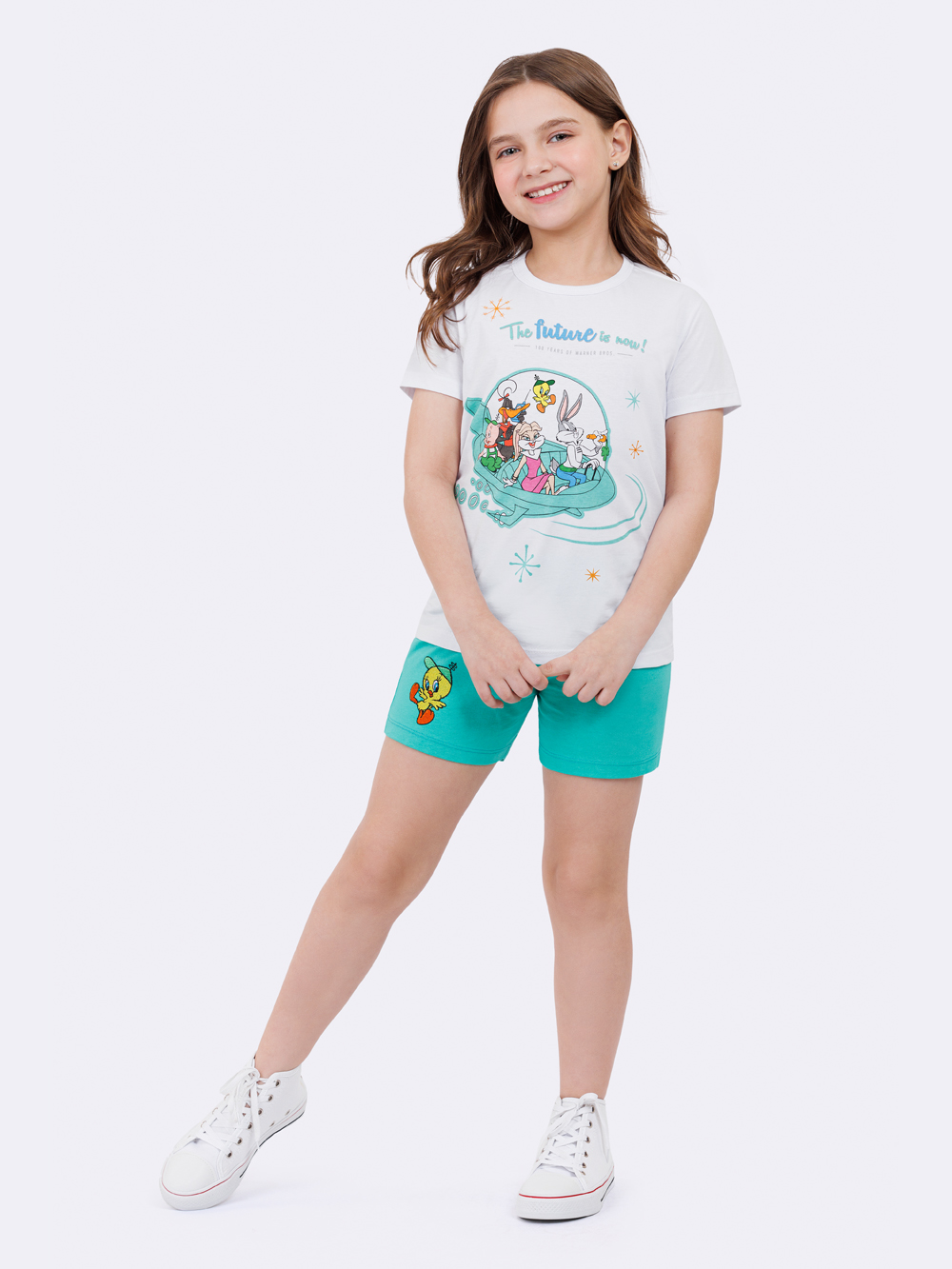 PIJAMA FEMININO INFANTIL CURTO LOONEY TUNES VERDE - VEGGI
