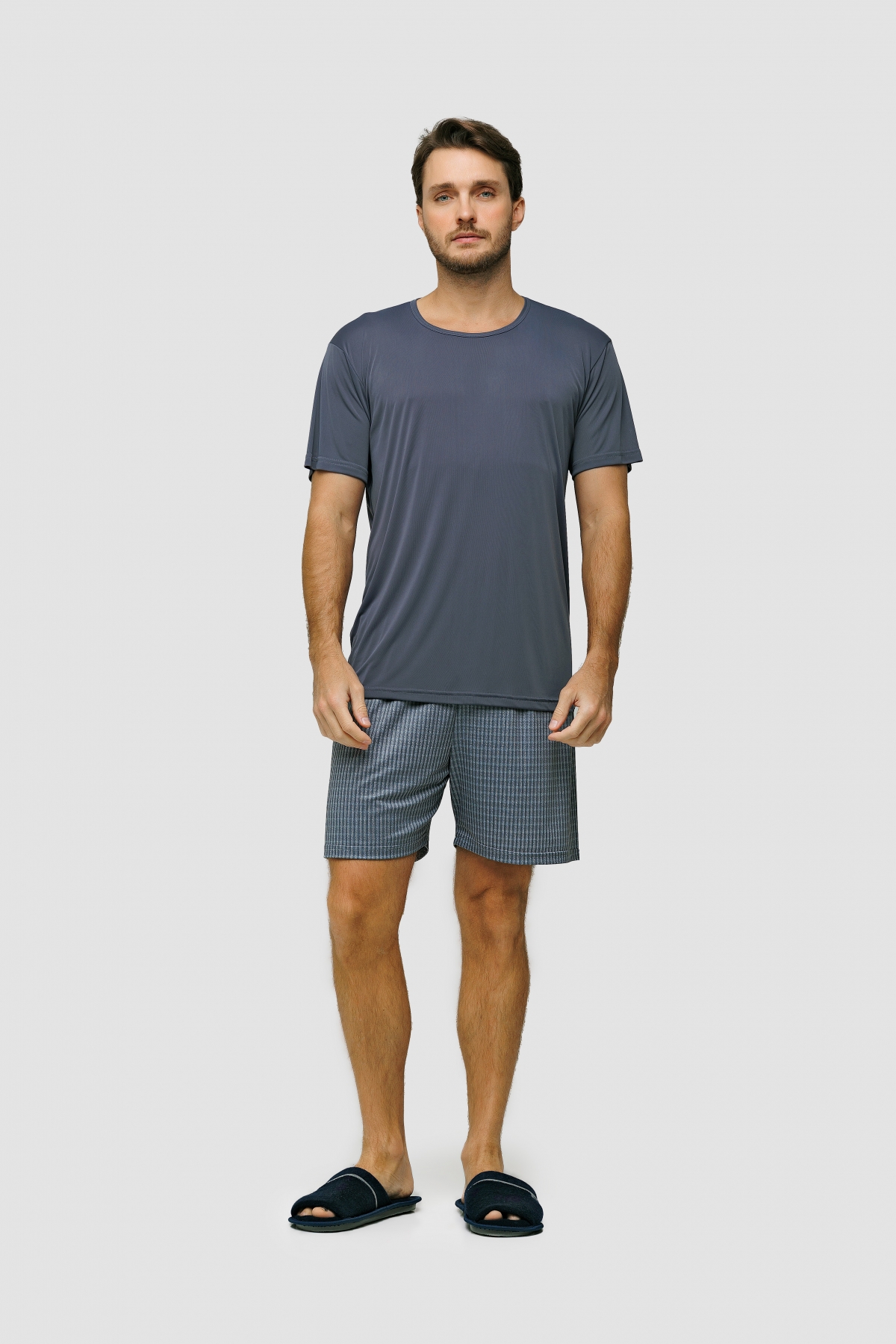 PIJAMA MASCULINO CURTO LIGANETE CINZA - UNIVERSO TOQUE