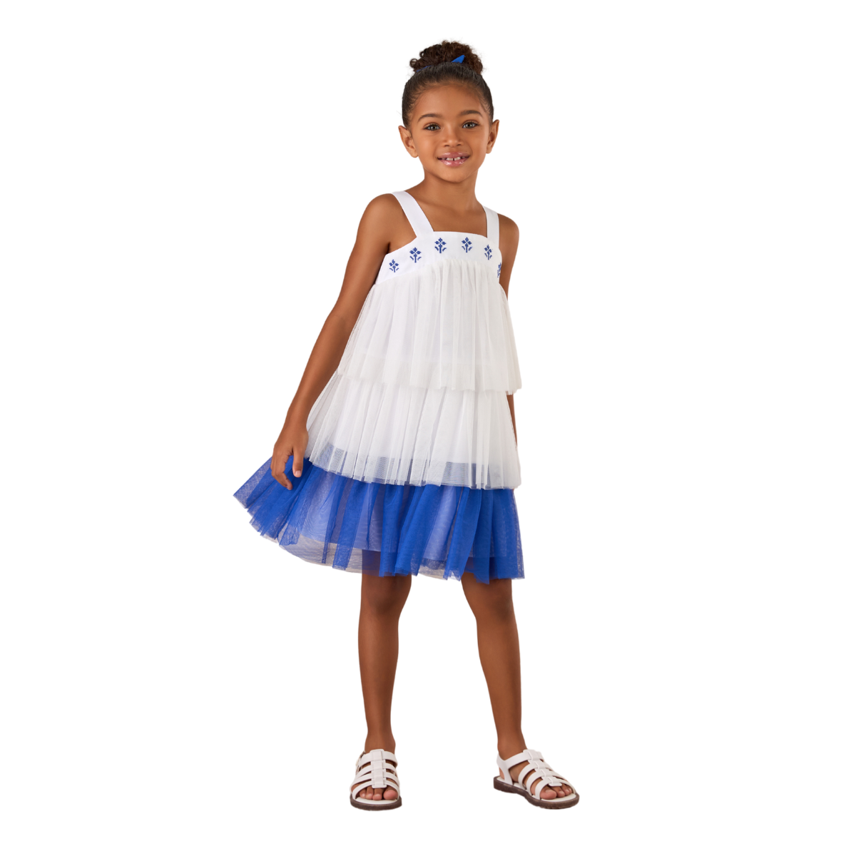 Vestido Mon Sucre Tule Branco e Azul 51 13 31 25 112