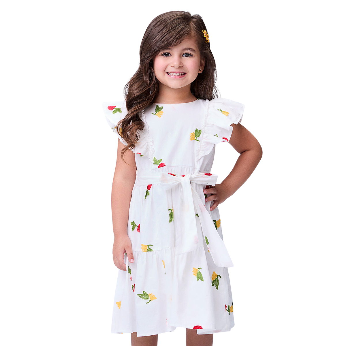 Vestido Momi Bordado Cereja e Flor J5896