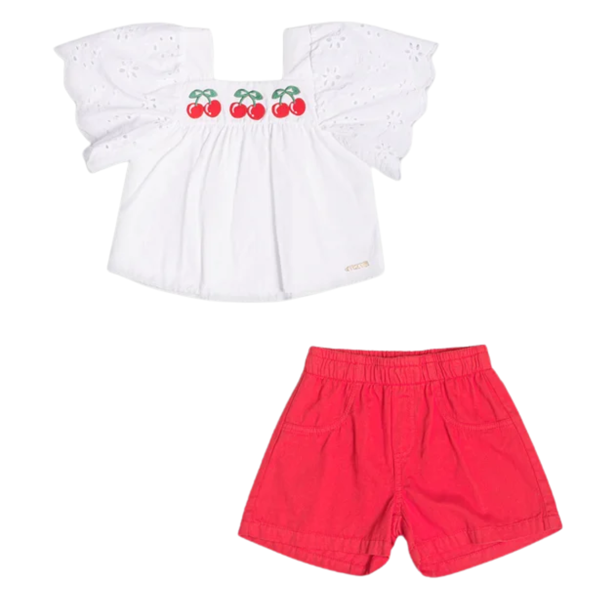 Conjunto Momi Blusa Cereja e Short Vermelho H5712