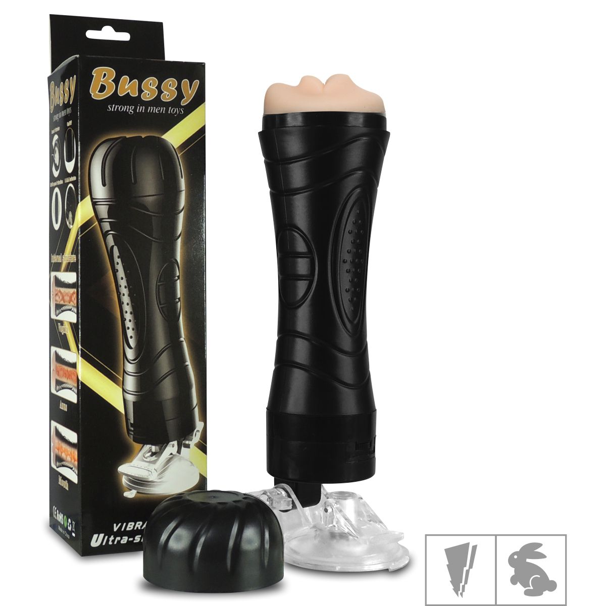 MASTURBADOR ÂNUS LANTERNA C/ VIBRO EM CYBERSKIN COM SUPORTE 