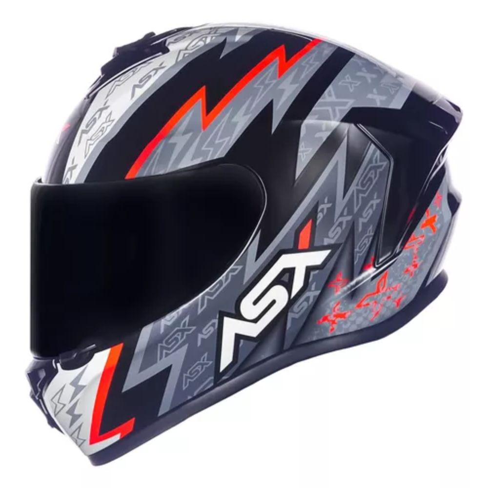 Capacete Asx | Draken Thunder | Preto | Cinza | Vermelho 