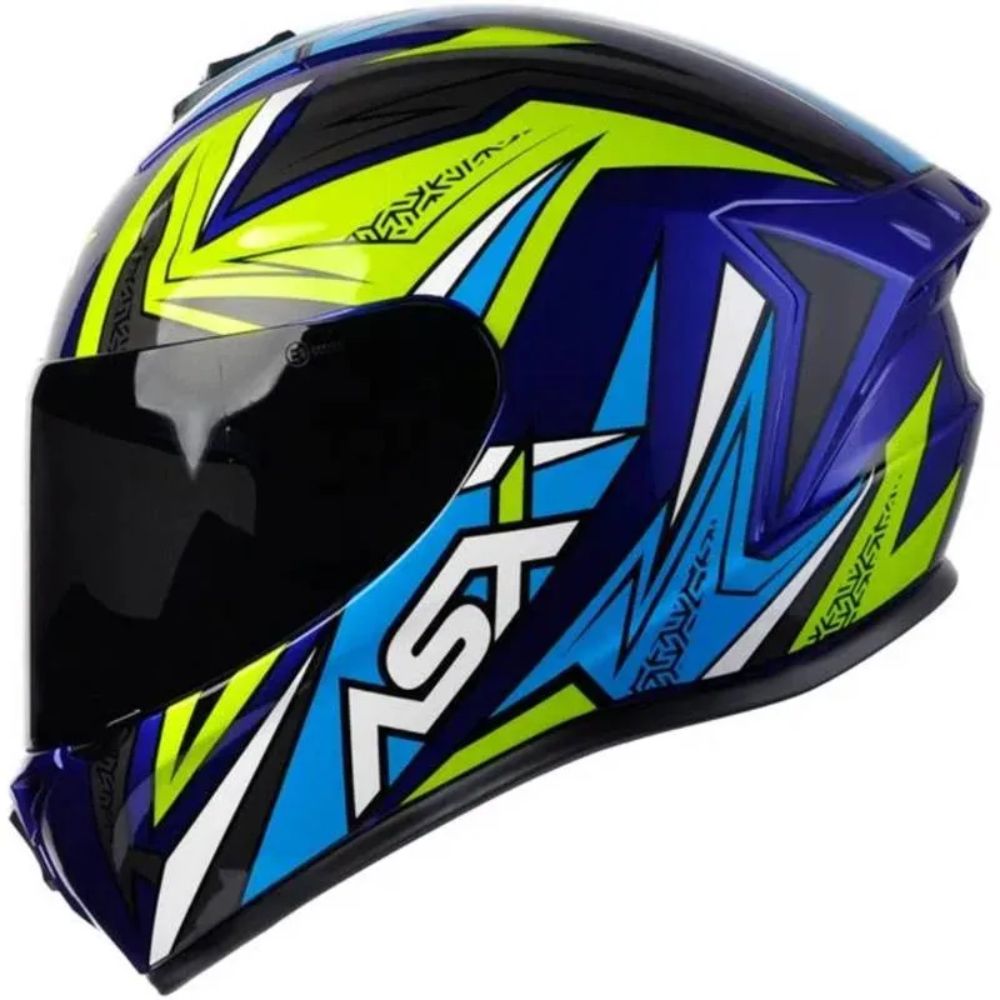 Capacete Asx | Draken Vector | Azul | Amarelo | Cinza 