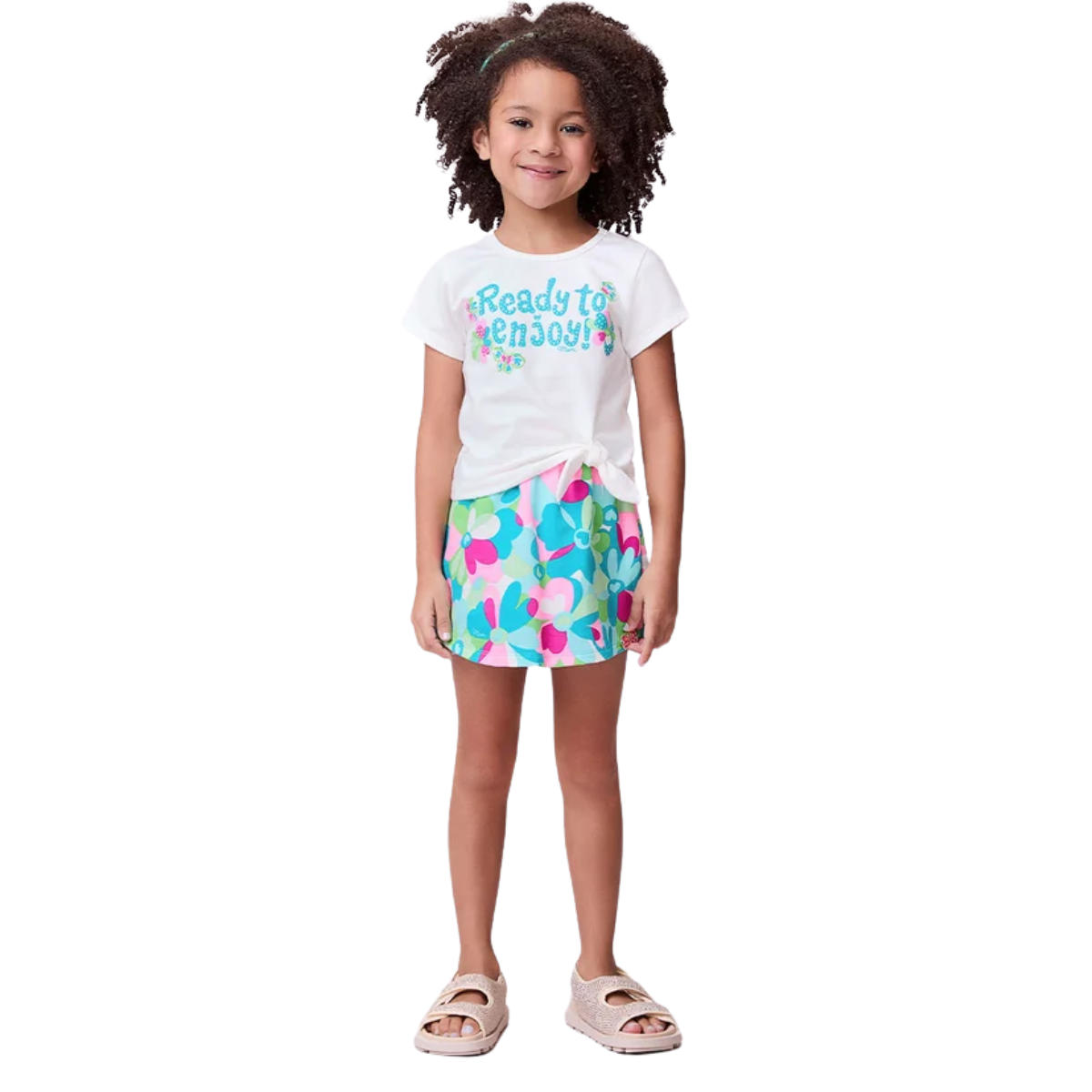  Conjunto Momi Mini Blusa e Shorts Verde Floral J6084