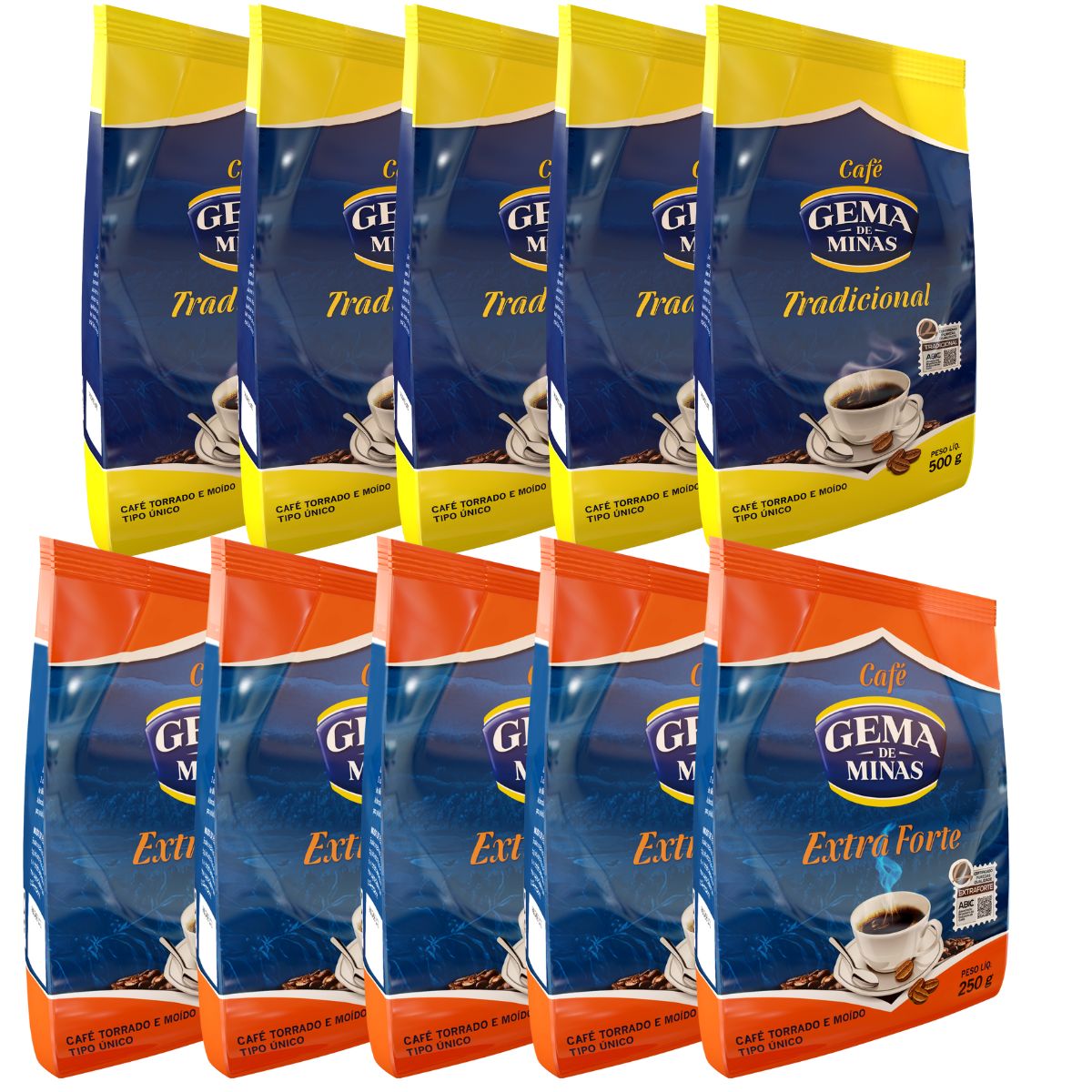 Kit 500G Café Gema de Minas 5 Extra Forte + 5 Tradicional 